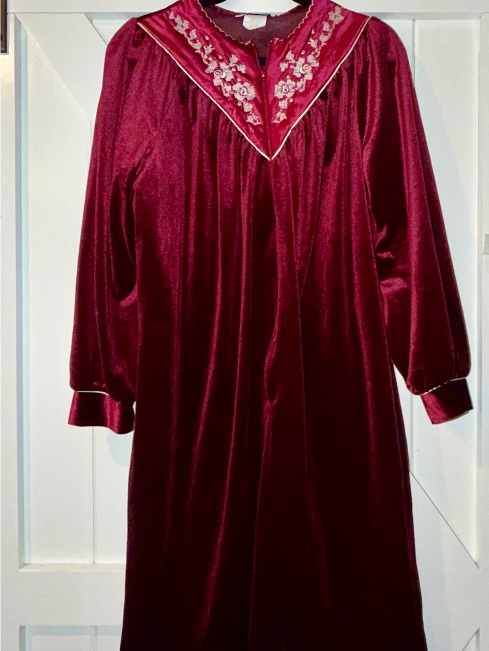 Vintage Anne Leslie Burgundy Velour Nightgown
